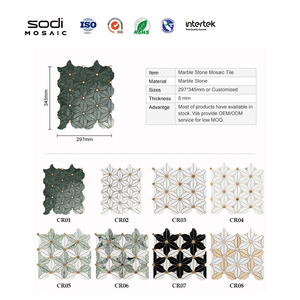 Mosaico in Marmo Verde Naturale <span class=keywords><strong>con</strong></span> Forma di Margherita in Metallo, <span class=keywords><strong>Piastrelle</strong></span> in Mosaico di Pietra per Decorazione d'Interni - Product Image 5