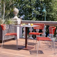 Chaise de table de jardin moderne tissée en corde légère avec cadre en aluminium pour terrasse, cour, café, restaurant