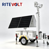 Torre de Iluminación Solar Portátil de Alta Calidad con Paneles Solares de 2*455W, 4*60W LED, Elevación Manual Eléctrica, IP67, MPPT 20A, para Jardín