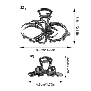 Persoonlijkheid Eigenzinnig Gothic Stijl Gelegeerd Spider Haarclip Halloween Mode Temperament Diamant Ingelegd Elegante Haai Clip - Product Image 5