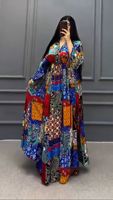 Robe décontractée de grande taille à la mode imprimée de style ethnique d'automne Robe longue africaine élégante de rue haute