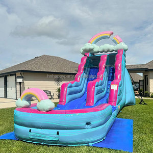 Glissière d'eau gonflable de 26 pieds Toboggan aquatique gonflable en PVC Toboggans arc-en-ciel extérieurs Commercia Moon Jumps Big Inflatable Waterslides - Product Image 2