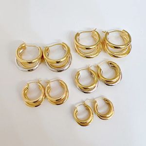 Xinfly 18K Gold Three-<b>Ring</b> Earrings Au750 Genuine Hard K for Weddings Gifts Beautiful Cool <b>Cat</b> Claw Style for Female Commuters - Product Image 1