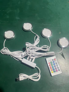 Sıcak satış USB RGB <span class=keywords><strong>LED</strong></span> altında kabine 3d baskı Puck işık uzaktan kumanda raf sayacı aydınlatma karavan Camper karavan Spot lamba - Product Image 4