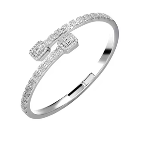 Luxe 925 Sterling Silver Moissanite Baguette Bracelet T Carré Cubain Lien Conception pour Femmes Hommes Fine Jewelry Export - Product Image 2