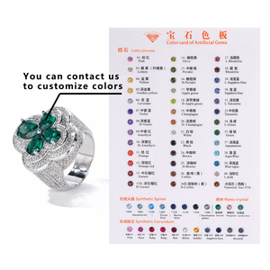 Anillo NUOAY de Joyería Hip-Hop Bañado <span class=keywords><strong>en</strong></span> <span class=keywords><strong>Oro</strong></span> Blanco con Diamante de Cuatro Hojas para Mujer, Sortija Ostentosa con Gemas Verdes y Rojas <span class=keywords><strong>en</strong></span> Forma de Flor, Estilo Iced Out - Product Image 5