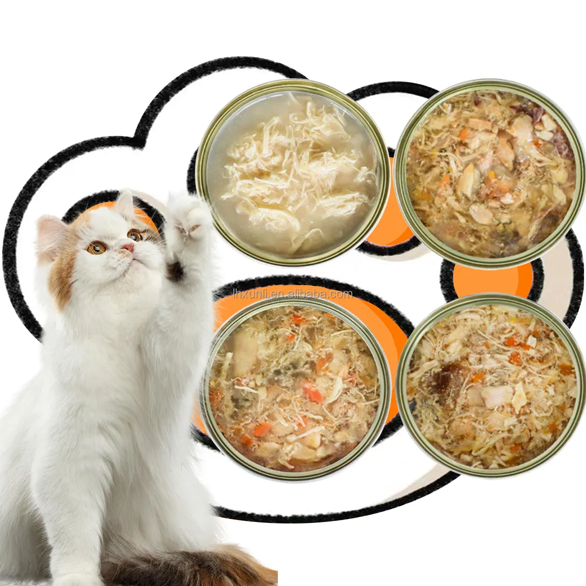 Fabbrica diretta ad alta nutrizione cibo per animali domestici cibo umido per gatti in scatola deliziosi snack per gatti