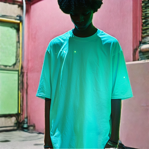 Camiseta de Algodón Grueso de 260 g/m², Estilo Urbano, Holgada, Informal, Unisex, Básica, Lisa, CVC, Corta, Hip Hop - Product Image 3