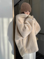 Manteau en fausse fourrure de luxe pour femmes, à capuche, chaud et moelleux pour l'hiver, veste en fourrure surdimensionnée