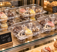 Boîtes à cupcakes en PET transparent à 6 cavités, contenants à dessert en plastique jetables