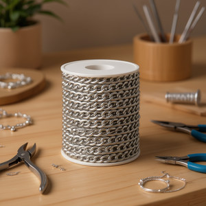 Catena in metallo 3,3 mm 13,5 m argento per la creazione di gioielli - Product Image 3