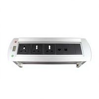 Prise de courant de bureau encastrable en aluminium et plastique avec interface réseau, interface multimédia dissimulée, prise électrique escamotable pour bureau