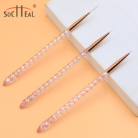Nouveau Design Rose Fluorescent Coloré Poignée Fine Détail Nail Art Liner Brosses LOGO Personnalisé Importé Nylon Gel Manucure Outils