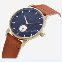 Montre-bracelet pour homme avec logo client, mouvement japonais, étanche, à quartz, avec bracelet en cuir véritable