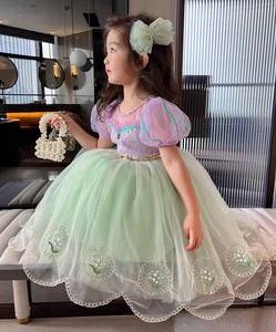Robe de princesse en tulle et maille pour fille, manches courtes, collection été 2026, pour tout-petits, maternelle, fête d'anniversaire, spectacle sur scène - Product Image 5