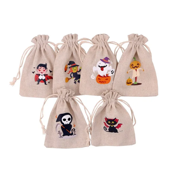 Christmas gift pouches little gifts bags with jute drawstring linen hessian sacks bags for party wedding favors jewelry crafts