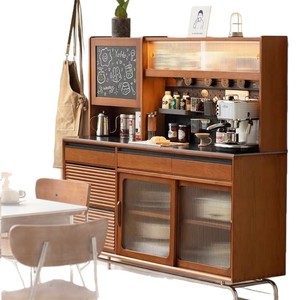 Mueble de Madera Maciza Nórdica Retro para Té, Aparador Multifuncional para Comedor, 900 mm de Alto - Product Image 5