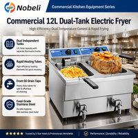 Friteuse électrique commerciale à double cylindre en acier inoxydable, double écran, grande capacité, 6,5 kW, friteuse de comptoir pour restaurant