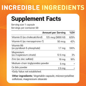 Lifeforn kapsul Vitamin D3 K2 dengan VIT B6 Zinc Magnesium mendukung energi unggul kekebalan tubuh - Product Image 3