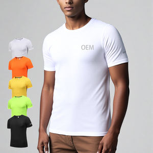 Kaos Lari Pria Ringan Cepat Kering Lengan Pendek Bernapas untuk Maraton 100% Serat Polyester Bermotif OEM&ODM - Product Image 1