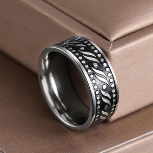 <b>Tungsten</b> Men's <b>Ring</b> <b>Black</b> Rhodium Plated Vintage Plant Pattern Everyday Wear Fine Jewelry DJ085 - Product Image 6