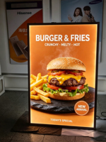 Cadre d'affichage LED 24x36 pouces, boîte à lumière LED ultra-fine personnalisée, cadre en aluminium noir, pour menu, boutique de desserts, boulangerie, café