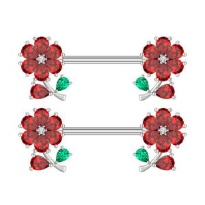 귀여운 체리 패션 스테인레스 스틸 지르콘 약혼 바디 피어싱 보석 유방 젖꼭지 반지 플래티넘/골드 도금 도매 - Product Image 6