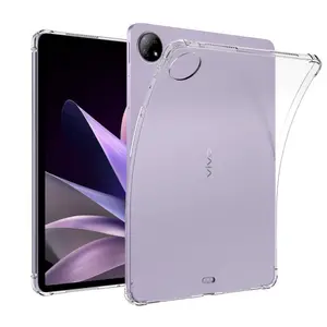 Vivo Pad2 12.1 "2023 태블릿 케이스 커버 쉘에 대한 드롭 방지 에어백 보호 태블릿 커버가있는 투명 소프트 TPU 케이스