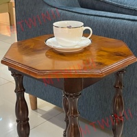 Table d'appoint compacte en bois de palissandre octogonal, pieds en bois de caoutchouc tournés à la main, 17x17x23,6 pouces, finition noyer, pour salon, chambre à coucher