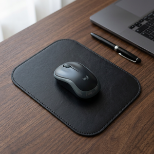 Logi Leather <b>Mouse</b> Pad With Coffee Cup <b>Mat</b> Set 18x18cm Desk Accessory - Product Image 3