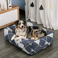 Lit pour animaux de compagnie carré à bords surélevés, pliable, avec housse amovible, lavable en machine, en fibre écologique, pour chiens et chats, toutes saisons