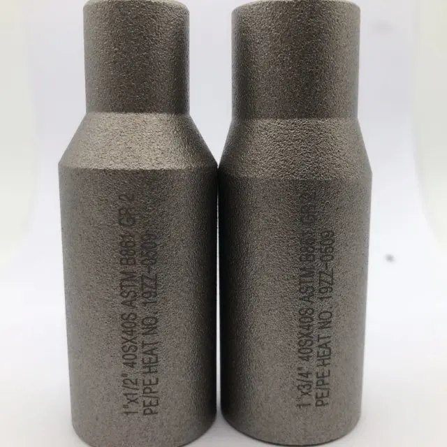Titanyum alaşım çelik boru bağlantı parçaları ASTM B363 Ti Gr7 2 ''x 1'' SCH10S x SCH40S titanyum alaşımlı sweat meme