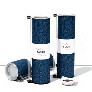 Emballage de tube en papier pour sushi de qualité supérieure, biodégradable, cylindrique, recyclé, emballage de tube à sushi push-up - Product Image 4