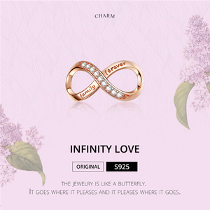 Qings Infinity Love Charms OEM/ODM 925 In Argento Sterling Placcato In Oro Rosa Zircon Del Pendente di Fascino - Product Image 2
