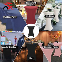 Housse de table pliante en spandex noir, douce, réutilisable, lavable, élastique, pour fêtes et cocktails
