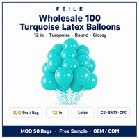 Lot de 100 ballons en latex turquoise de 12 pouces, idéal pour les anniversaires, les révélations de sexe et les décorations de mariage