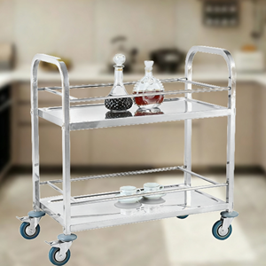 3 Shelf Stainless Steel Food Serving Cart Mobile Rolling <b>Delivery</b> <b>Trolley</b> with Lockable Wheels Commercial Grade for Hotel - Product Image 2