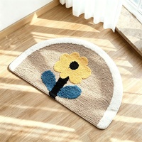 Tapis moelleux semi-circulaire en forme de fleur, tufté à la machine, antidérapant, pour chevet et décoration intérieure