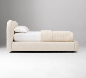FERLY Minimalist Curved Edge Boucle <strong>Bed</strong> Cream Fabric Upholstered King <strong>Bed</strong> <strong>Frame</strong> with <strong>Low</strong> Profile for Hospitality Use - Product Image 4