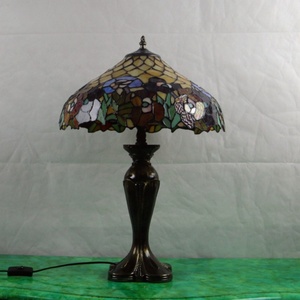 LongHuiJing 16-Inch High-End Tiffany Style <b>Table</b> <b>Lamp</b> - Artisan Stained Glass with Vintage <b>Base</b> and Floral Nightlight Design - Product Image 4