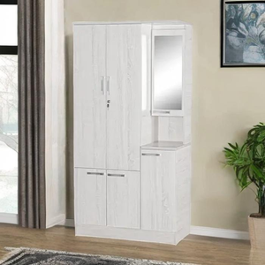 Armario de madera contrachapada Blanco/roble de fábrica al por mayor con espejo de maquillaje lateral muebles de dormitorio para el hogar de uso general - Product Image 1