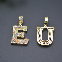 Vente en gros de zircon coloré, pendentif lettre initiale A-Z, cuivre plaqué or 18 carats, breloques pour la fabrication de bijoux