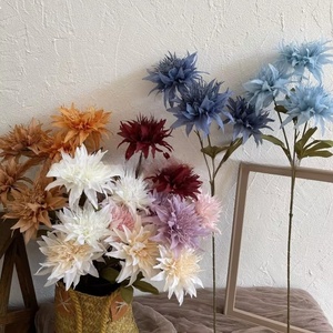 KW-F043 <span class=keywords><strong>Fiori</strong></span> Artificiali <span class=keywords><strong>di</strong></span> Girasole a 3 Teste in Seta Blu, <span class=keywords><strong>Fiori</strong></span> Artificiali <span class=keywords><strong>di</strong></span> Dalia per Decorazioni Alberghiere - Product Image 3