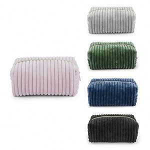 Sac de toilette de haute qualité pour femmes, sac de beauté de voyage, trousse de maquillage en peluche avec fermeture éclair, pochette de rangement, sacs de cosmétiques en velours côtelé - Product Image 2