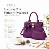 Ensemble de sacs à main en cuir pour femmes, sac fourre-tout à poignée supérieure, sac à bandoulière pour le travail, pochette assortie, grande capacité, 2 pièces