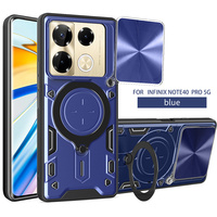 Étui de luxe pour Infinix Note 40 Pro/Note 40 Pro+/Note 40 avec protection d'objectif, fenêtre coulissante, support annulaire et armure magnétique