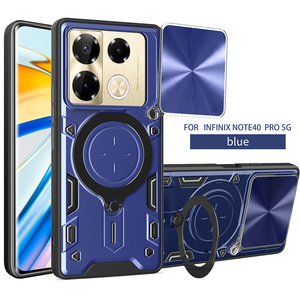 Étui de luxe pour Infinix Note 40 Pro/Note 40 Pro+/Note 40 avec protection d'objectif, fenêtre coulissante, support annulaire et armure magnétique - Product Image 4