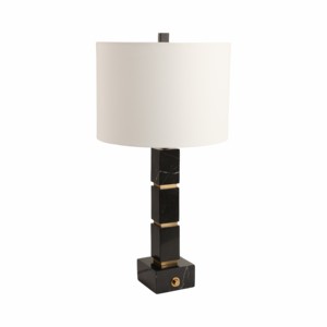 Lampada da Tavolo Quadrata Moderna con Base in Marmo e Paralume in Tessuto per Camera da Letto, Soggiorno, Comodino e Scrivania - Product Image 3