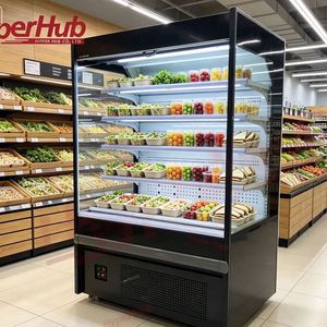Réfrigérateur à rideau d'air multi-étagères à façade incurvée, réfrigérant R22, circulation uniforme de l'air pour la présentation de légumes frais et de salades - Product Image 1