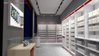 Conception d'intérieur et aménagement de magasin de téléphonie mobile, accessoires, vitrine, mobilier pour magasin de téléphonie mobile, pour l'électronique